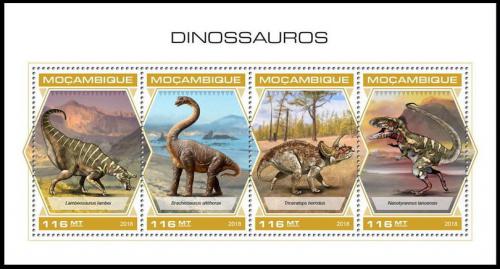 Poštovní známky Mosambik 2018 Dinosauøi Mi# 9764-67 Kat 25€