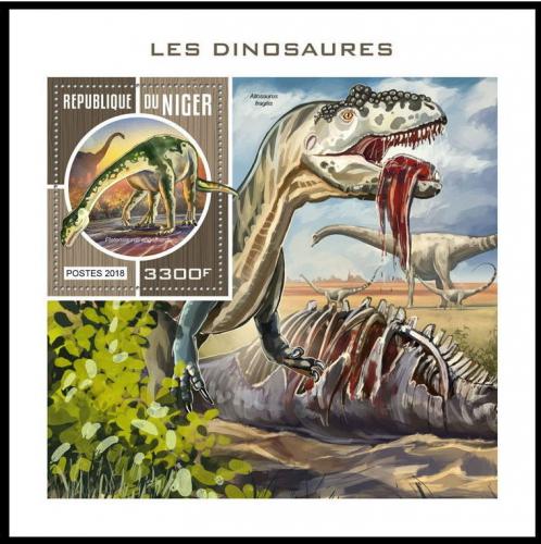 Poštovní známka Niger 2018 Dinosauøi Mi# Block 827 Kat 13€