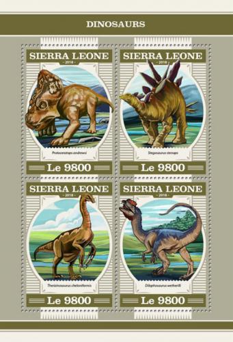 Poštovní známky Sierra Leone 2018 Dinosauøi Mi# 9449-52 Kat 11€