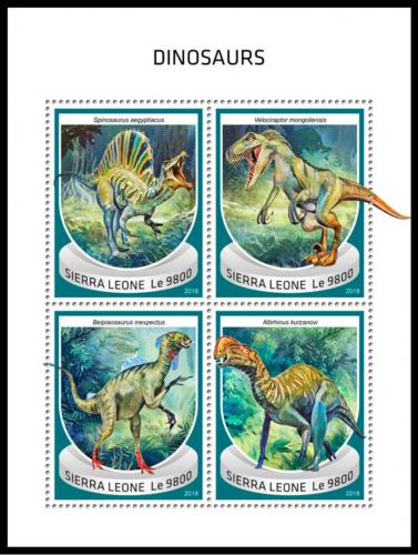 Poštovní známky Sierra Leone 2018 Dinosauøi Mi# 10051-54 Kat 11€