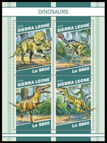 Poštovní známky Sierra Leone 2018 Dinosauøi Mi# 10534-37 Kat 11€