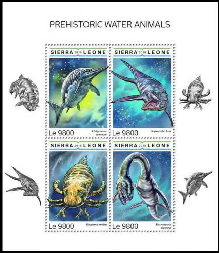 Poštovní známky Sierra Leone 2018 Moøští dinosauøi Mi# 9951-54 Kat 11€