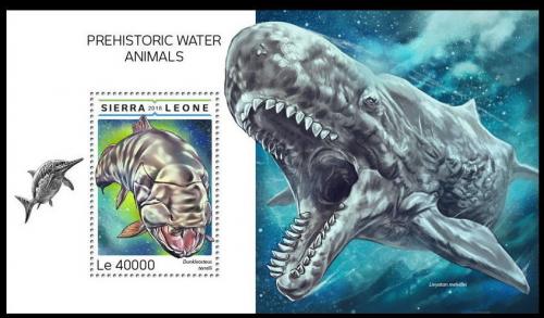 Poštovní známka Sierra Leone 2018 Moøští dinosauøi Mi# Block 1499 Kat 11€