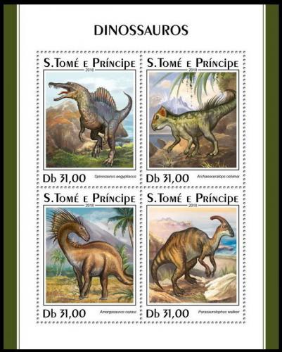 Poštovní známky Svatý Tomáš 2018 Dinosauøi Mi# 7723-26 Kat 12€