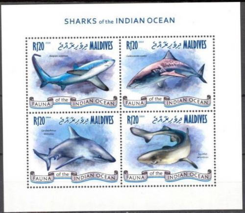 Poštovní známky Maledivy 2014 Žraloci Indického oceánu Mi# 5188-91 Kat 10€
