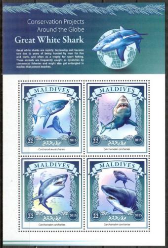 Poštovní známky Maledivy 2015 Žralok bílý Mi# 5946-49 Kat 11€
