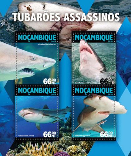 Poštovní známky Mosambik 2016 Žraloci Mi# 8374-77 Kat 15€
