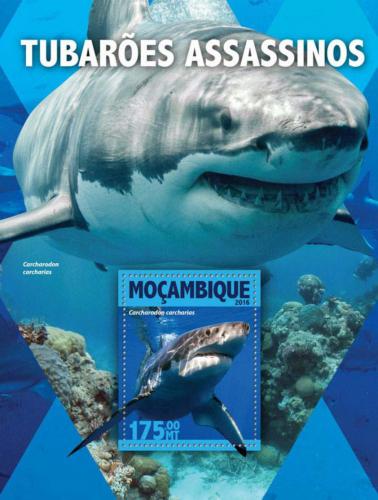 Poštovní známka Mosambik 2016 Žraloci Mi# Block 1115 Kat 10€