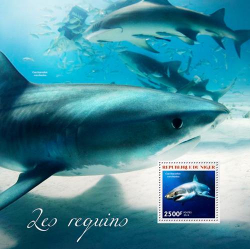 Poštovní známka Niger 2014 Žraloci Mi# Mi# Block 328 Kat 10€