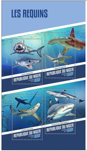 Poštovní známky Niger 2018 Žraloci Mi# Mi# 5508-11 Kat 13€