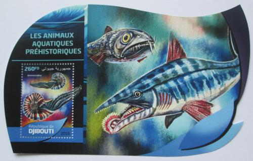 Poštovní známka Džibutsko 2016 Vodní dinosauøi Mi# 1256 Block