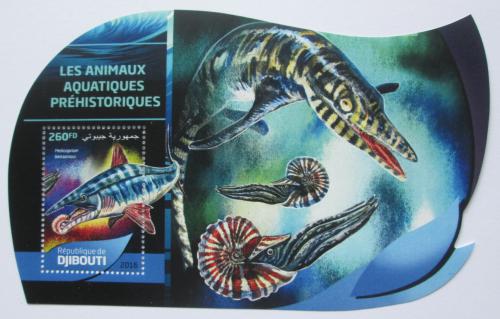 Poštovní známka Džibutsko 2016 Vodní dinosauøi Mi# 1257 Block