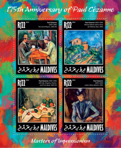 Poštovní známky Maledivy 2014 Umìní, Paul Cézanne Mi# 5113-16 Kat 11€