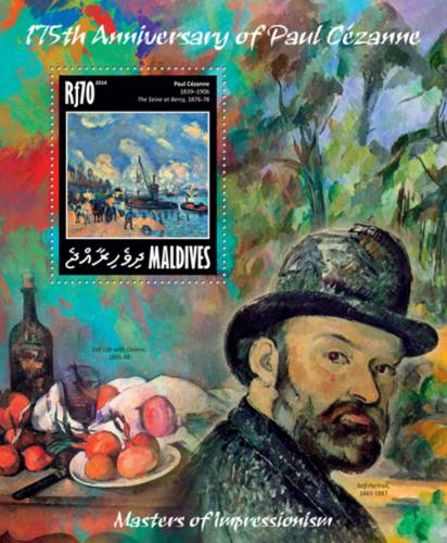 Poštovní známka Maledivy 2014 Umìní, Paul Cézanne Mi# Block 689 Kat 7.50€