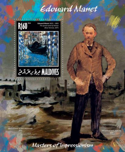 Poštovní známka Maledivy 2014 Umìní, Edouard Manet Mi# Block 684 Kat 7.50€