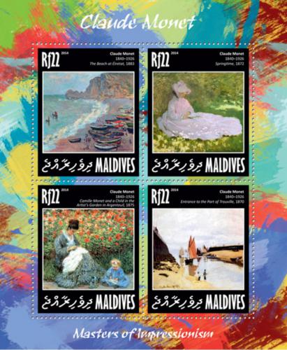 Poštovní známky Maledivy 2014 Umìní, Claude Monet Mi# 5121-24 Kat 11€