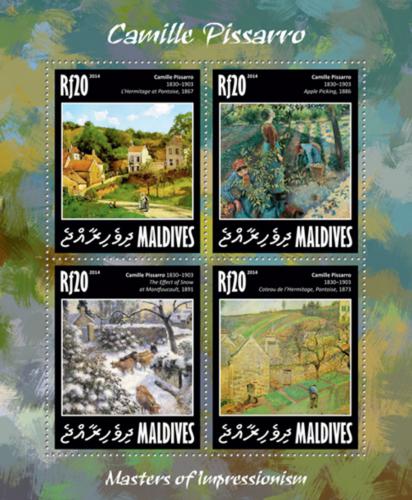 Poštovní známky Maledivy 2014 Umìní, Camille Pissarro Mi# 5101-04 Kat 10€