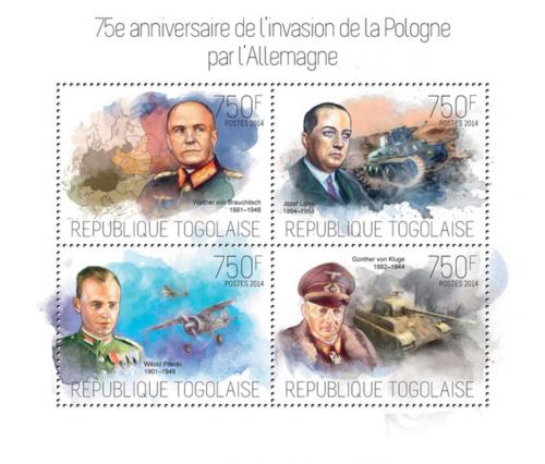 Poštovní známky Togo 2014 Napadení Polska, 75. výroèí Mi# 5575-78 Kat 12€