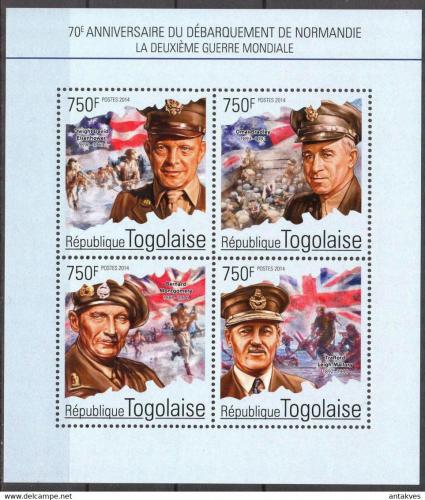 Poštovní známky Togo 2014 Vylodìní v Normandii, 70. výroèí Mi# 6344-47 Kat 12€