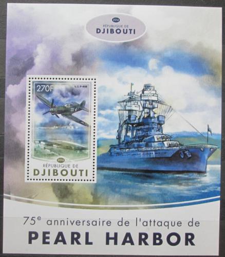 Poštovní známka Džibutsko 2016 Útok na Pearl Harbor, 75. výroèí Mi# 990 Block