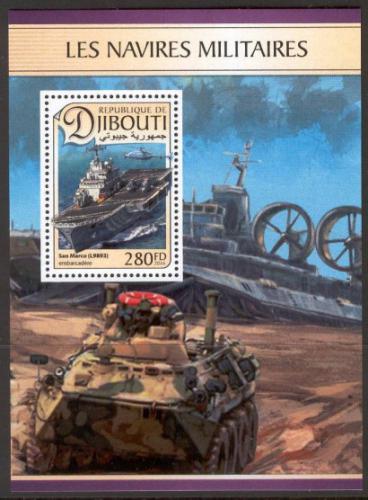 Poštovní známka Džibutsko 2016 Vojenské lodì Mi# 1343 Block