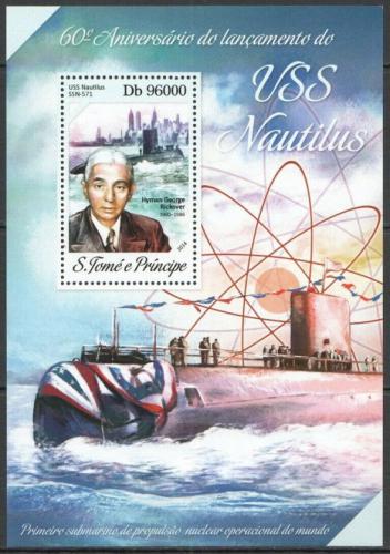 Poštovní známka Svatý Tomáš 2014 Atomová ponorka Nautilus Mi# Block 963 Kat 10€