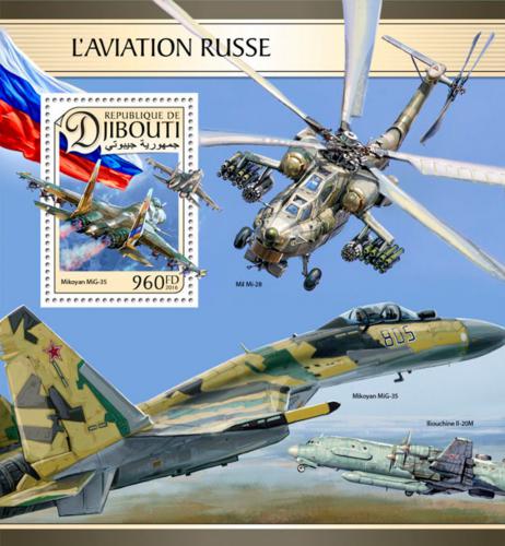 Poštovní známka Džibutsko 2016 Ruské vzdušné síly Mi# Block 457 Kat 12€