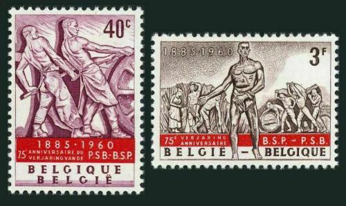 Poštovní známky Belgie 1960 Socialistická strana, 75. výroèí Mi# 1188-89