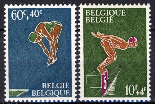 Poštovní známky Belgie 1966 Plavání Mi# 1425-26
