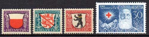 Poštovní známky Švýcarsko 1928 Mìstské znaky, Pro Juventute Mi# 229-32