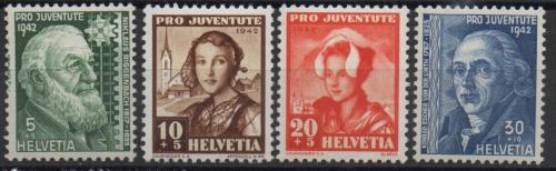Poštovní známky Švýcarsko 1942 Lidové kroje, Pro Juventute Mi# 412-15