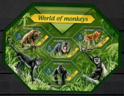 Poštovní známky Šalamounovy ostrovy 2014 Opice Mi# 2677-80 Kat 9.50€