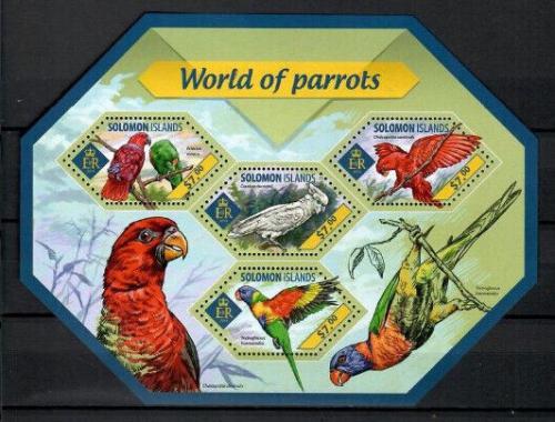 Poštovní známky Šalamounovy ostrovy 2014 Papoušci Mi# 2632-35 Kat 9.50€
