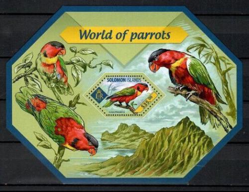 Poštovní známka Šalamounovy ostrovy 2014 Papoušci Mi# Block 308 Kat 12€