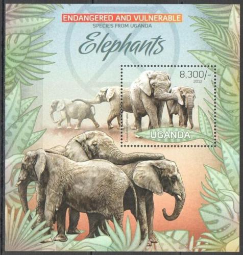 Poštovní známka Uganda 2012 Sloni Mi# Block 407 Kat 8€