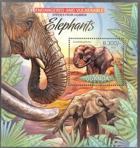 Poštovní známka Uganda 2012 Sloni Mi# Block 406 Kat 8€