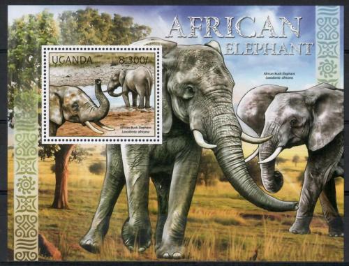 Poštovní známka Uganda 2012 Sloni Mi# Block 379 Kat 8€