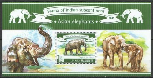 Poštovní známka Maledivy 2015 Sloni Mi# Block 788 Kat 9€
