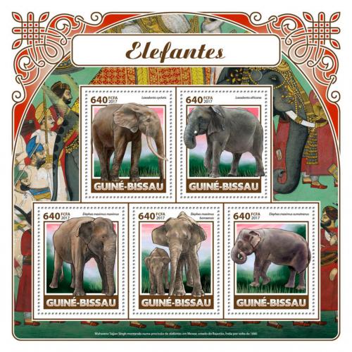 Poštovní známky Guinea-Bissau 2017 Sloni, cirkus Mi# 9398-9402 Kat 12€