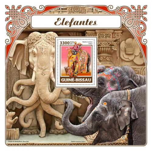 Poštovní známka Guinea-Bissau 2017 Sloni, cirkus Mi# Block 1622 Kat 12.50€