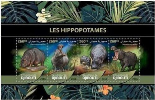 Poštovní známky Džibutsko 2016 Hroši Mi# 1284-87 Kat 12€