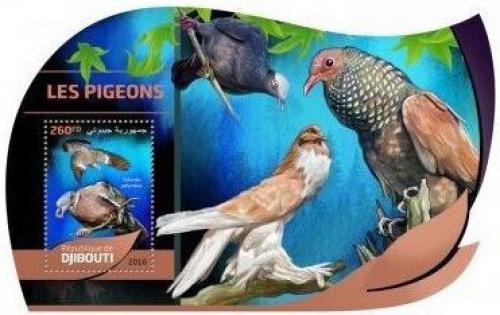 Poštovní známka Džibutsko 2016 Holubi Mi# 1259 Block