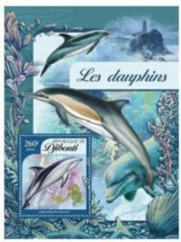 Poštovní známka Džibutsko 2016 Delfíni Mi# 910 Block