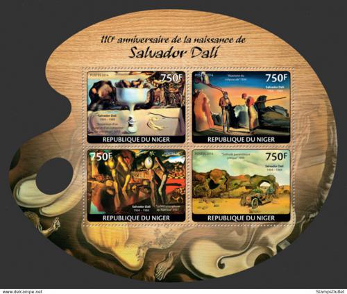 Poštovní známky Niger 2014 Umìní, Salvador Dalí Mi# 2747-50 Kat 12€