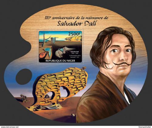 Poštovní známka Niger 2014 Umìní, Salvador Dalí Mi# Block 291 Kat 10€