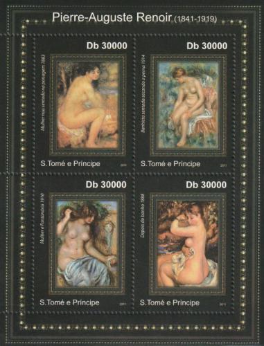 Poštovní známky Svatý Tomáš 2011 Umìní, akty, Renoir Mi# 4881-84 Kat 11€