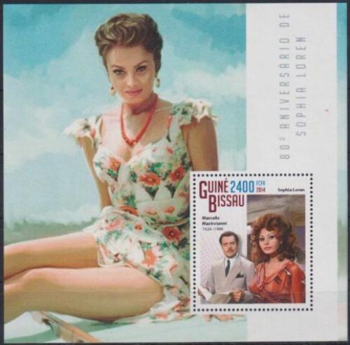 Poštovní známka Guinea-Bissau 2014 Sophia Loren Mi# Block 1308 Kat 9€