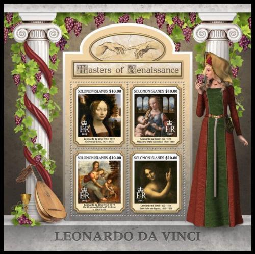 Poštovní známky Šalamounovy ostrovy 2017 Umìní, Leonardo da Vinci Mi# 4335-38 Kat 12€