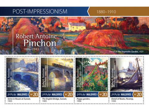 Poštovní známky Maledivy 2015 Umìní, Robert Antoine Pinchon Mi# 5654-57 Kat 10€