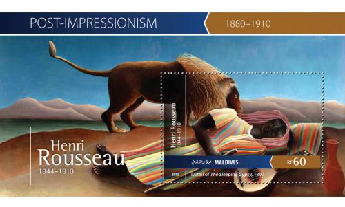 Poštovní známka Maledivy 2015 Umìní, Henri Rousseau Mi# Block 5653 Kat 7.50€